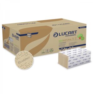 Asciugamani piegati a V - econatural in fiberpack 2 veli Lucart Professional