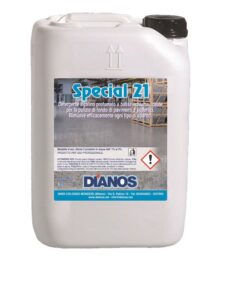 SPECIAL 21 Detergente alcalino profumato a bassa schiuma indicato per la pulizia di fondo di tutti i tipi di pavimenti e superfici dure.