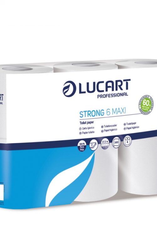 Carta igienica 2 veli in pura cellulosa 300 strappi Lucart Professional Strong Maxi conf. 6 rotoli